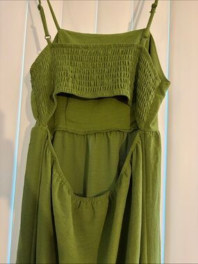 monteau los angeles green dress Monteau Los Angeles Floral Tiered Maxi Dress Green Size Large V-Neck Bohemian